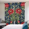 2Pcs Boho Watercolor Floral And Leaves Symmetry Curtain Suitable For Bedroom Kitchen Dining Room Living Room Study Office 4
