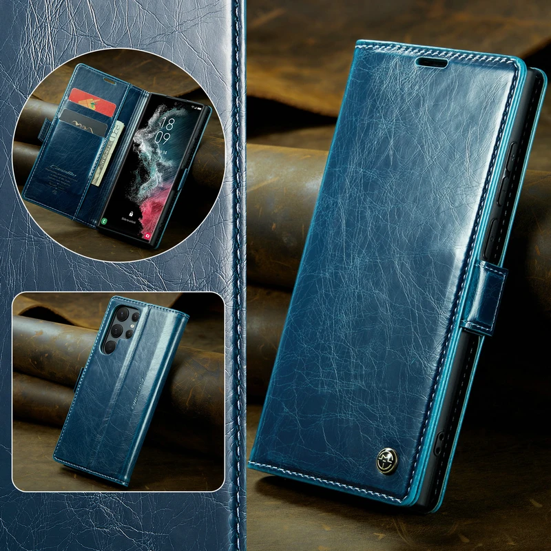 

Кожаный чехол-книжка для Samsung Galaxy S23 Ultra S22 S21 S10 S9 Plus FE A12 A13 A22 A23 A32 A33 A51 A52 A53 A52S