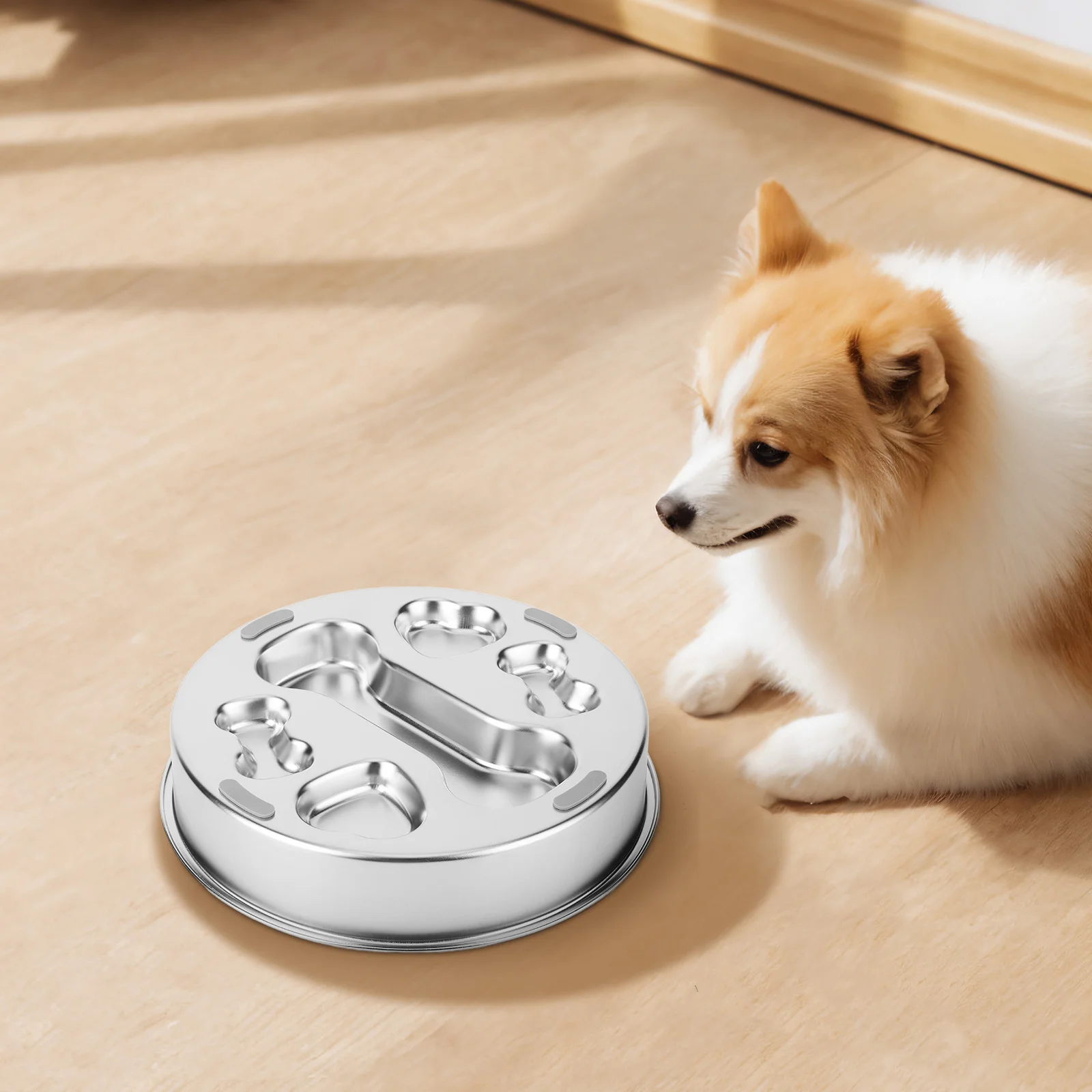 304 Stainless Steel Pet Dog Slow Feeder Bowl with Non-Slip Mat Dog Wat Pet Bowl Pet Food Bowls for Small & Medium Dogs