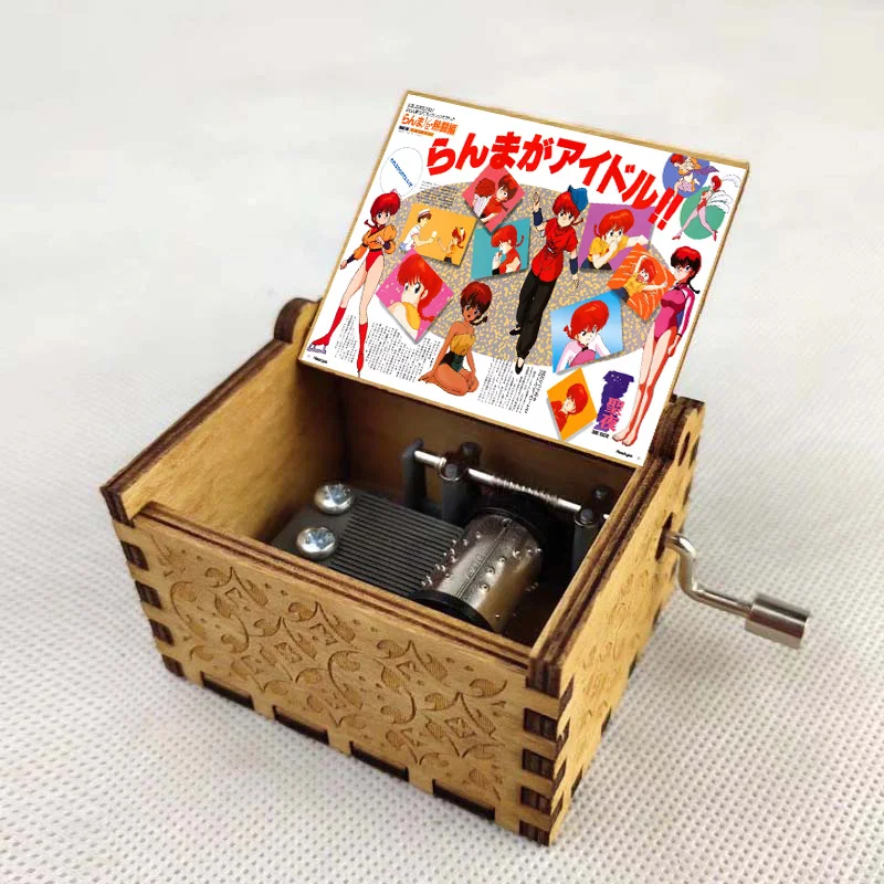 

New Design anime Ranma Cartoon Vintage Mechanical Wooden Music Box Wood Crafts new year gift Kids toy Birthday Gifts
