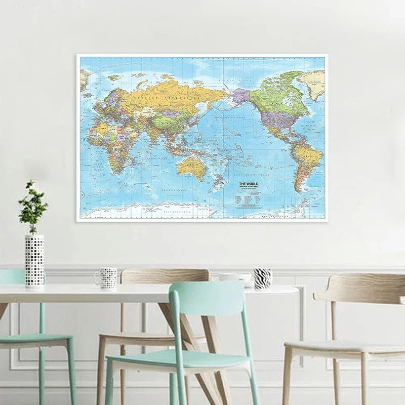 World map poster 150x100cm 2012 World Map in English Canvas Printings Home School Office Decor