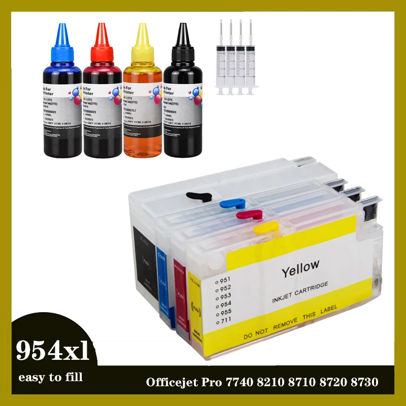 954 954XL Refillable Ink Cartridge with Auto Reset Chip for Hp