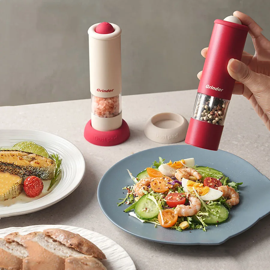Electric Grinder Salt And Pepper Grinder Pepper Grinder Electric Pepper And Salt Grinder Black Pepper Grinder Rechargeable Seasoning Mill Portable Kitchen Gadget With Adjustable