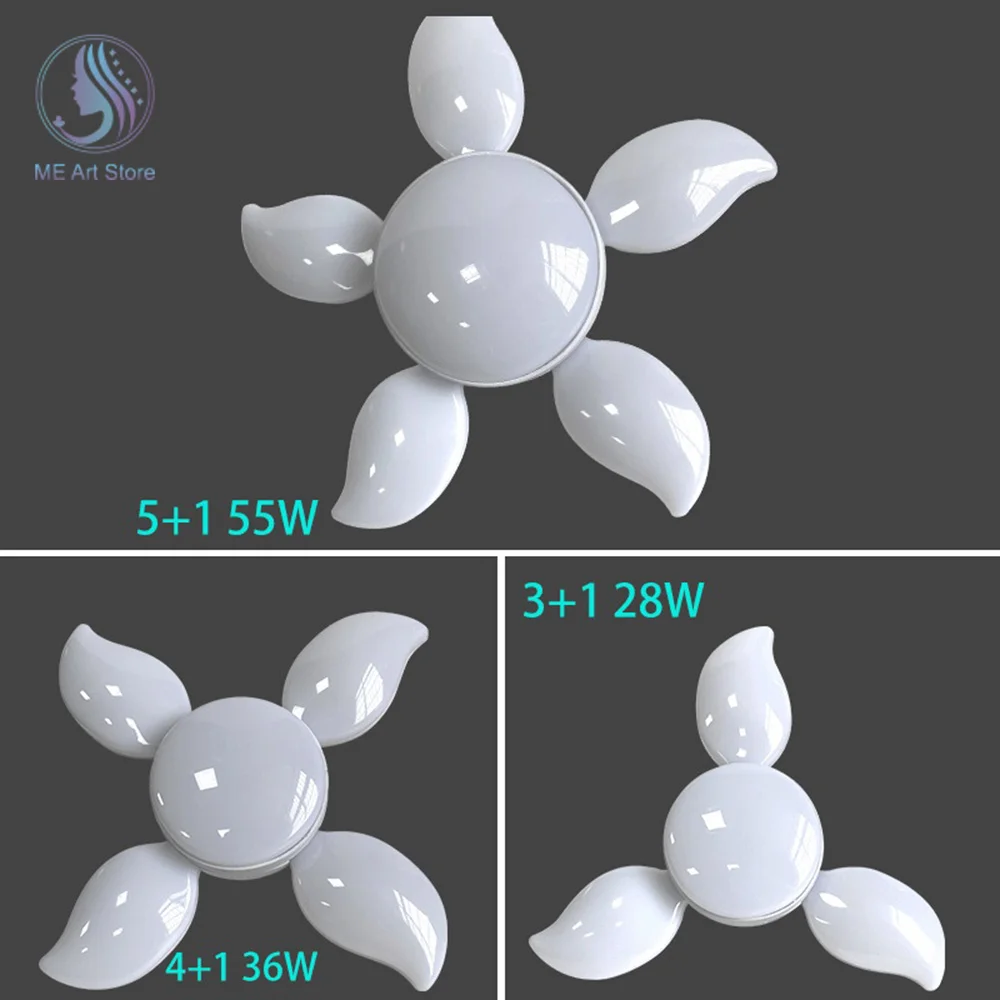 Folding Light Bulb Household Super Bright Energy Saving Foldable Garage Chandelier Five Leaf Light Bulb Adjustable Ceiling Light 2