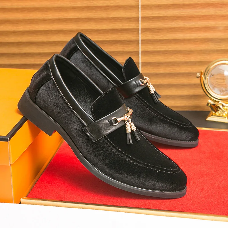Men's Banquet Casual Leather Shoes Business Fashion Oxford Shoes Men Loafers Handmade Business Social Moccasin Suede Dress