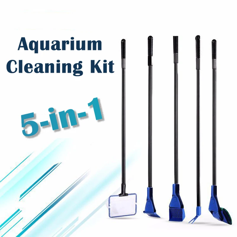 Stainless Steel Aquarium Cleaning Tools Kit Multi-Tool Cleaner Set Aquatic Water Live Plant Grass Fish Tank Algae Scraper Blade