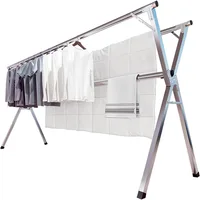 79 Inches Clothes Drying Rack, Stainless Steel Garment Rack Adjustable and Foldable Space Saving Laundry Drying Rack for Indoor 1