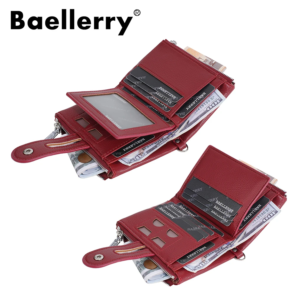 Baellerry Designer Women's Wallet with Keychain Strap, Multi Card Holder & Coin Zip Pocket, Ins Style Short Bifold Wallet for Wo