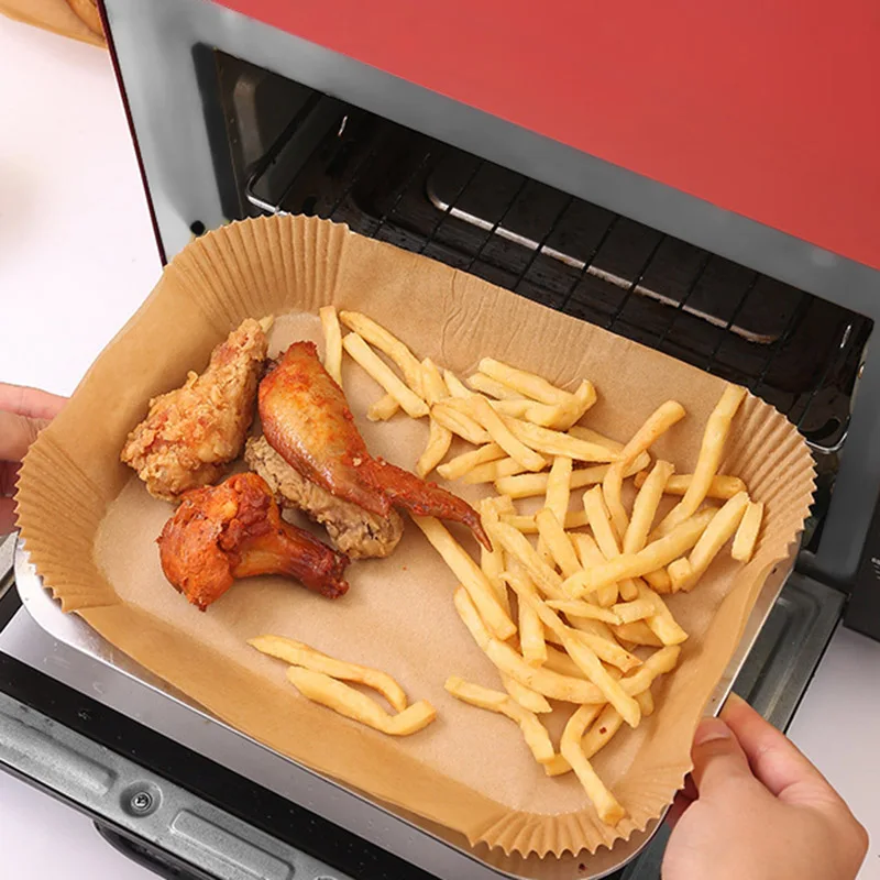 

100pcs New Rectangle Special Air Fryer Grease Paper Food Grade Silicone Baking Paper High Temperature Resistant