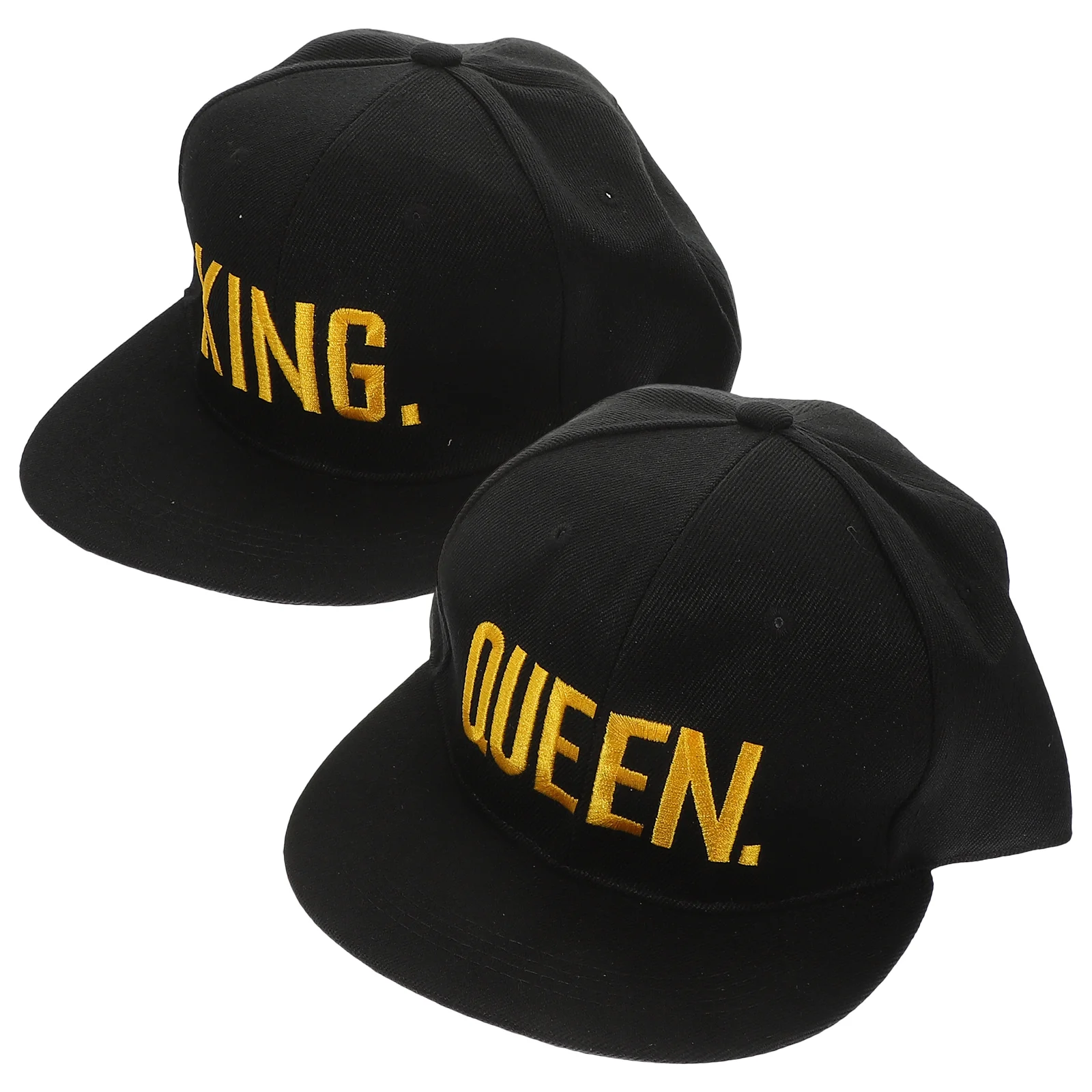 

2pcs Hip-Hop Hats King and Queen 3D Embroidered Lovers Couples Snapback Caps