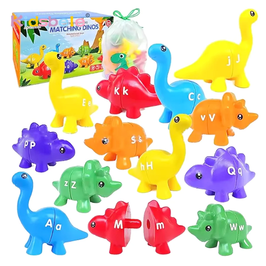 Montessori Dinosaur Matching Toy Number/Alphabet Color Sorting Fine Motor Skill Sensory Toy For Toddlers Party Game Chrisms Gift_voghion.com