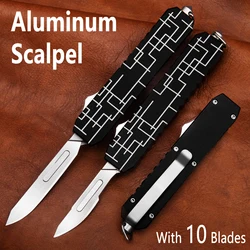 Aluminum Alloy Scalpel Outdoors Multi-tool New Cutting Knife Black EDC Best With 10pcs Surgical Blades