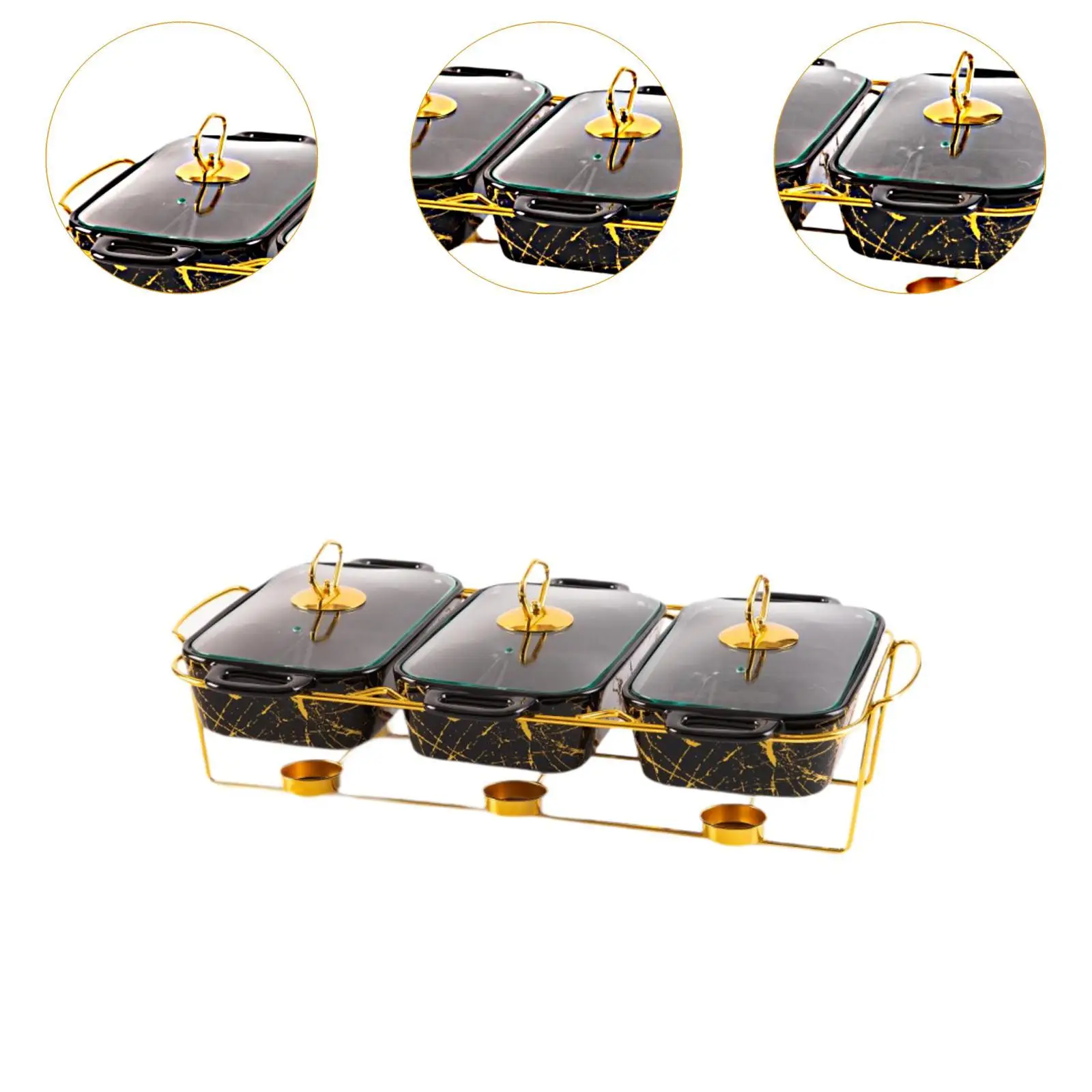 et Serving Set with Glass Lid And Warming Trays for Events And Gatherings