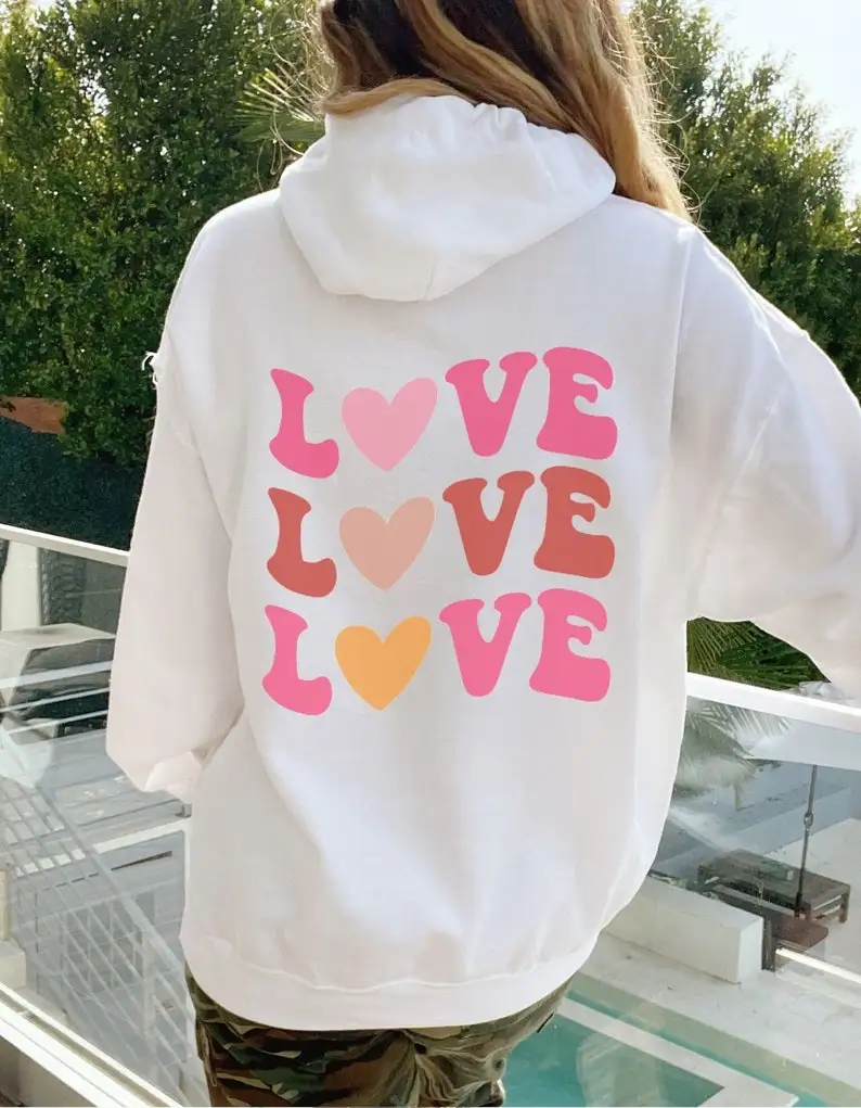 

Colored LOVE LOVE LOVE Hoodie Women Hoody Sweatshirts Pullovers Fashion graphic pure cotton Streetwear top jumper fit hoodies