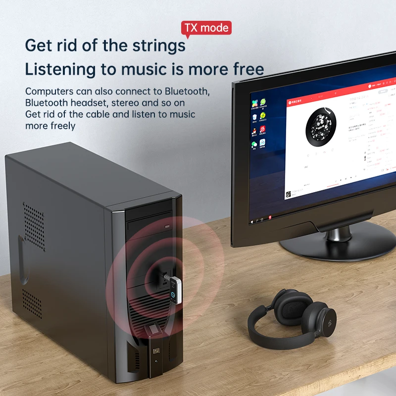 2 IN 1 Bluetooth 5.4 오디오 송신기 수신기 TV PC 자동차 비행기 스피커 용 마이크가있는 3.5MM AUX HiFi 스테레오 무선 어댑터
