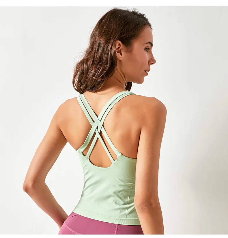 Top Women Bra Sexy  Breathable Underwear Cross Back strap padded Running Fitness   Yoga Vest  For Women Gym