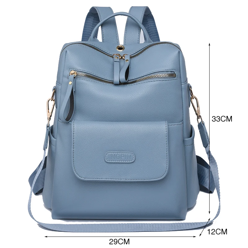 Fashion Backpack Women Shoulder Bag Soft Leather Daypack Female Large Travel Bag Ladies Bagpack Big School Backpack for Girls