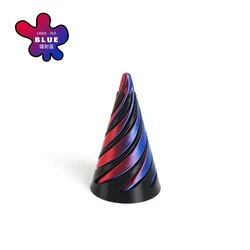 3D Printed Spiral Cone Pyramid Vortex Sculpture Ornament (Red Blue)