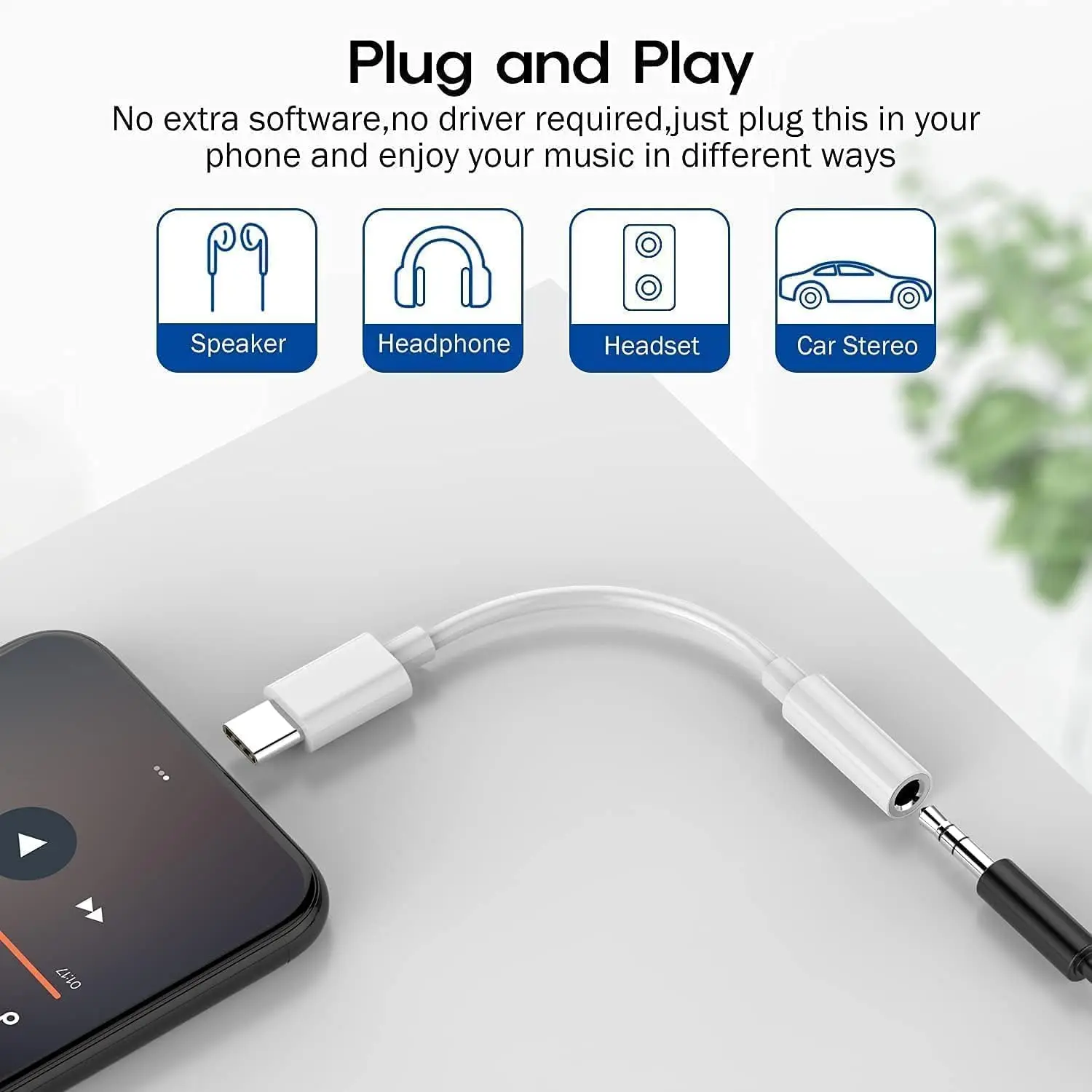 USB C to 3.5mm 디지털 오디오 어댑터 HiFi DAC 32Bit/384kHz 헤드폰 잭 (아이폰 16, 15 Pro Max 및 USB Type C 기기용)