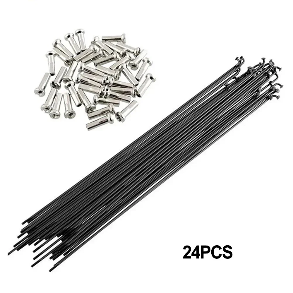 Bike accessories bicycle spokes bike spokes nipples 24Pcs bike steel spokes and nipples 261MM 270MM 287MM MTB bicycle wheel spoke 27.5/26/29er spoke nipples kit cycling accessories