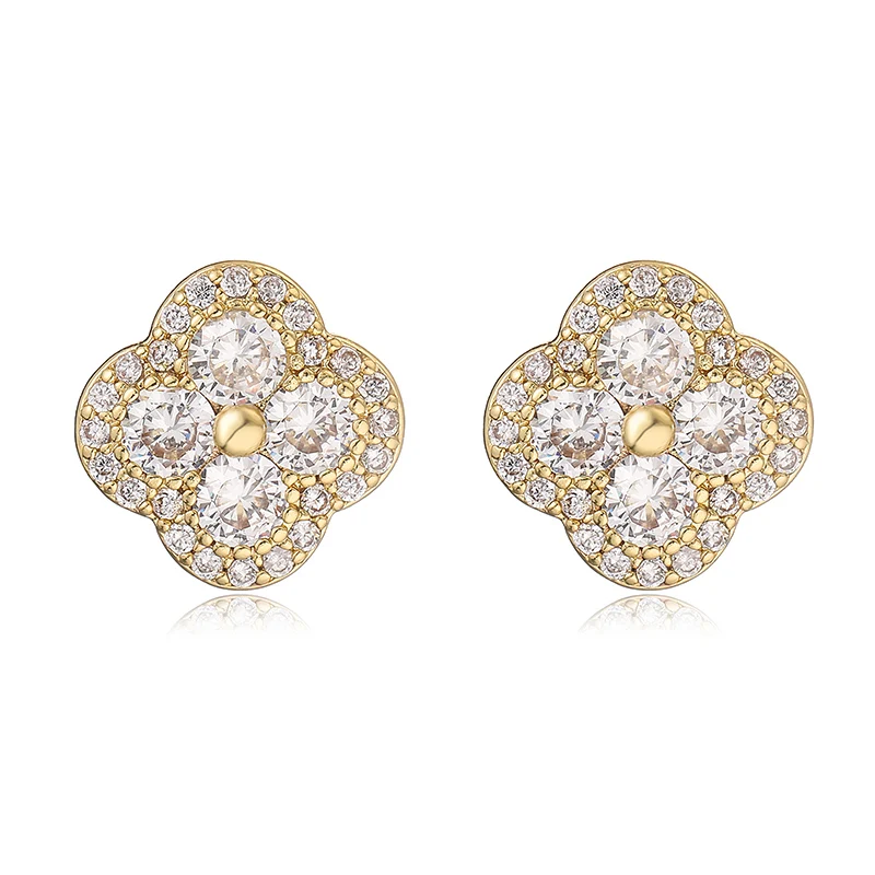 HECHENG 18K Gold Plated CZ Stone Flower Earrings image 6