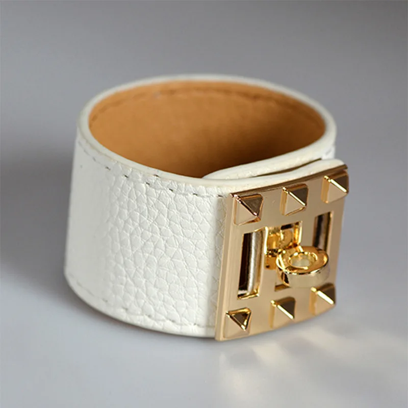European and American fashion PU wide rotating buckle leather bracelet