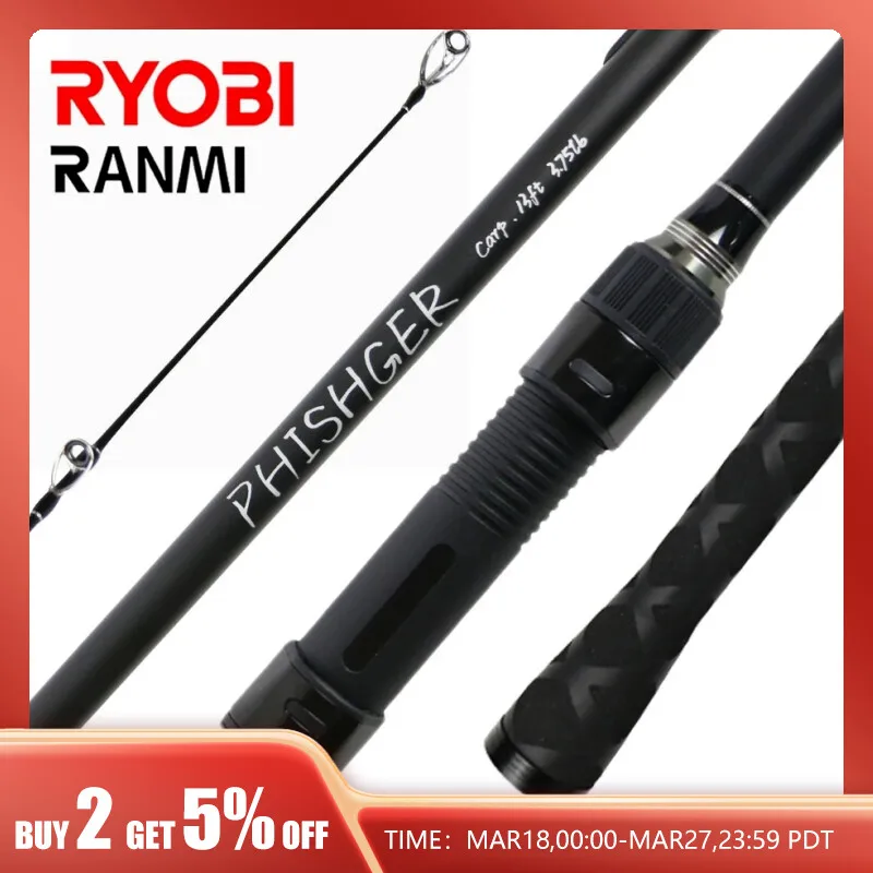 RYOBI RANMI Carp Fishing Rod FUJI Guide 4.2m 3.9m Carbon Fiber 5 Sections  Travel Lure Rod