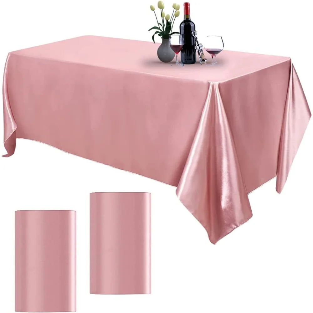 

Rectangle Wedding Satin Tablecloth 57x102inch Bright Smooth Silk Table Cover for Wedding Banquet Anniversary Dining Table Decor