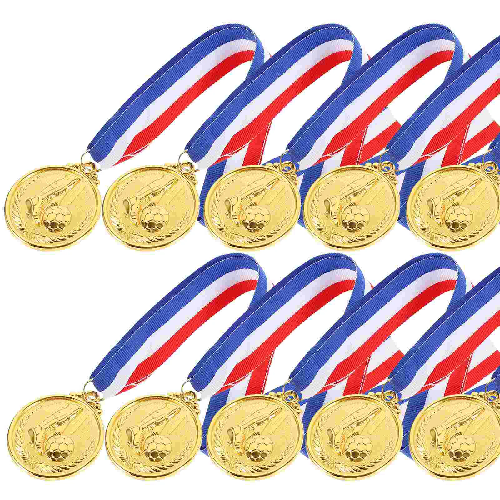 12pcs Football Medal Soccer Medals 5cm Gold Zinc Alloy Student Awards Party Gifts Soccer Game Trophies Metals Honors