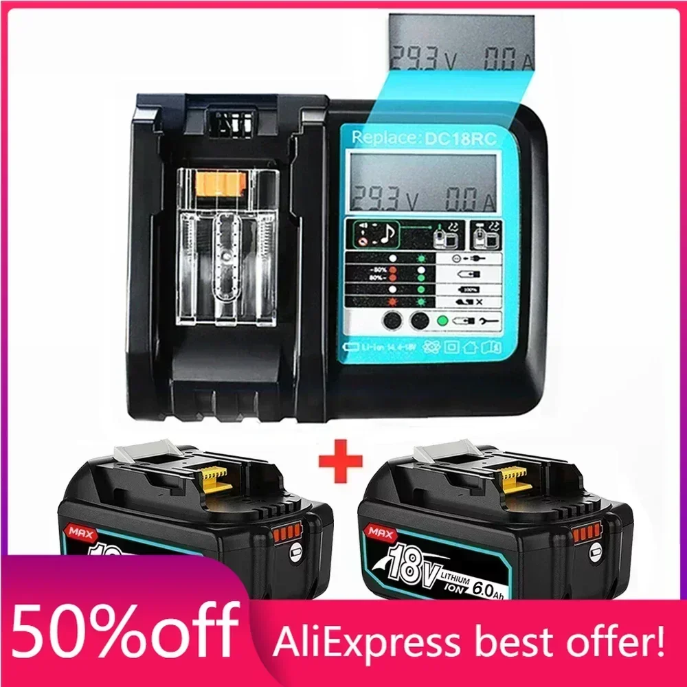 

18V 6.0 8.0Ah Rechargeable Battery For Makita Power Tools with LED Li-ion Replacement LXT BL1860 1850 18 v 9 A 6000mAh