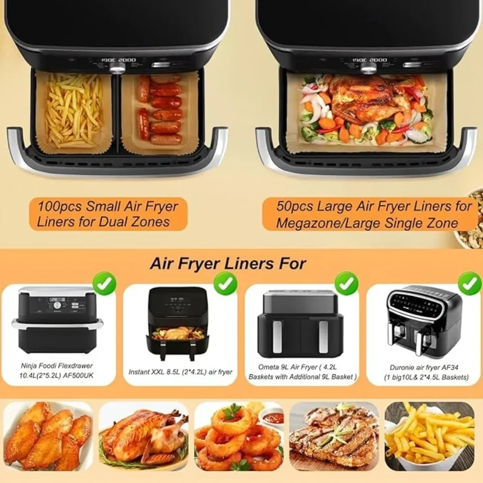 Carta Forno Per Ninja FlexDrawer AF500EU - 150 Pezzi, Rettangolare Antiaderente Per Airfryer