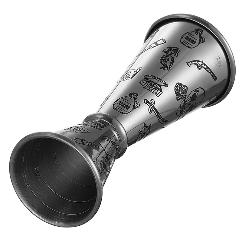 Tattoo Stainless Steel 5 Piece Cocktail Set Tin-on-Tin Shaker, Jigger, Spoon and Strainer Etched W/ Skull Rose /Terra cotta Army