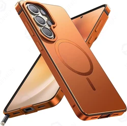 Magnetic Aluminum Metal Frame Case with Original Color Backplate and MagSafe Compatibility - Galaxy S26 Ultra (Orange BL BBCC)