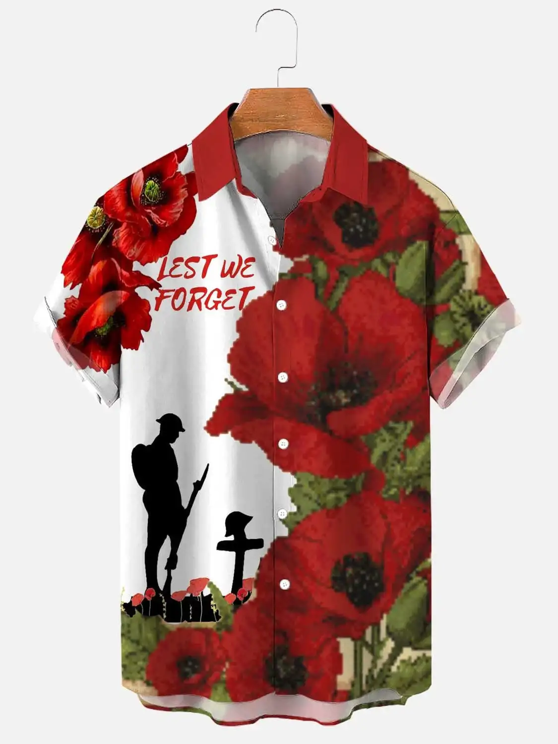 

Men's Poppy Remembrance Day Print Short Sleeve Shirt