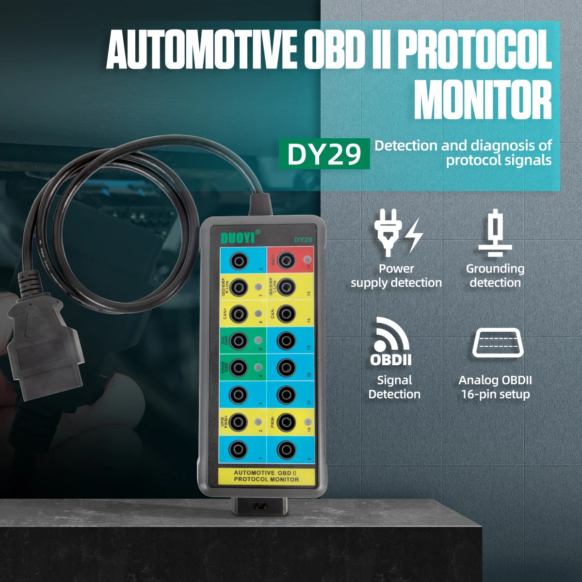 OBD2 Breakout Box Diagnosis Scan Tool for Monitoring Signals of  Protocol/Power/Grounds,Automotive OBDII Protocol Monitor. Breakout Box for  OBDII