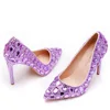 Fashion Spring Autumn Women's Pumps Rhinestone Pointed Toe Slip on PU 11CM Thin High Heels Princess Shoes for Work Office Women 2