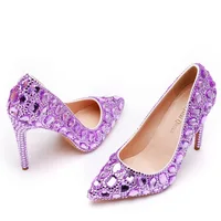 Fashion Spring Autumn Women's Pumps Rhinestone Pointed Toe Slip on PU 11CM Thin High Heels Princess Shoes for Work Office Women 2