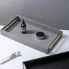 Metal Tray Wood Pallet Leather Large Rectangular Storage Serving Tray Hotel Dessert Dinner Tea Food Tableware Home Kitchen Tool 6