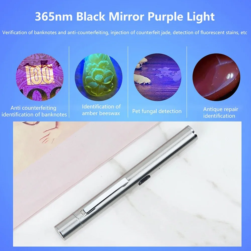 365 UV Veterinary Wood Lamp Pet Fungus Detection Waterproof Flashlight Skin Ultraviolet Light Cat Moss Tinea Light Black Mirror 3