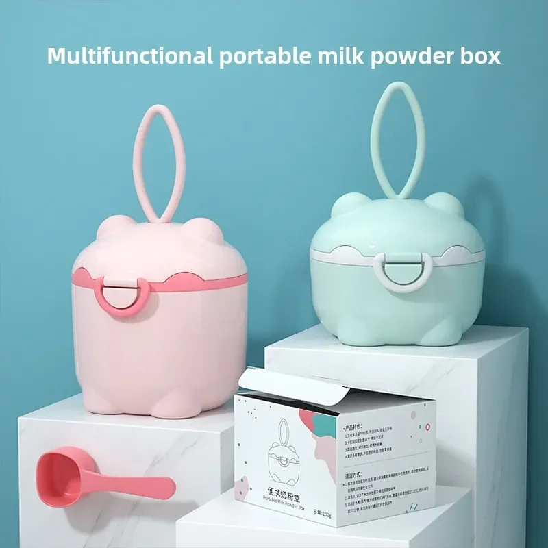 Baby Milk Powder Container with Spoon Piggy Double Sealing Food Storage Box BPA Free Infant Snacks Container Milk Powder Box