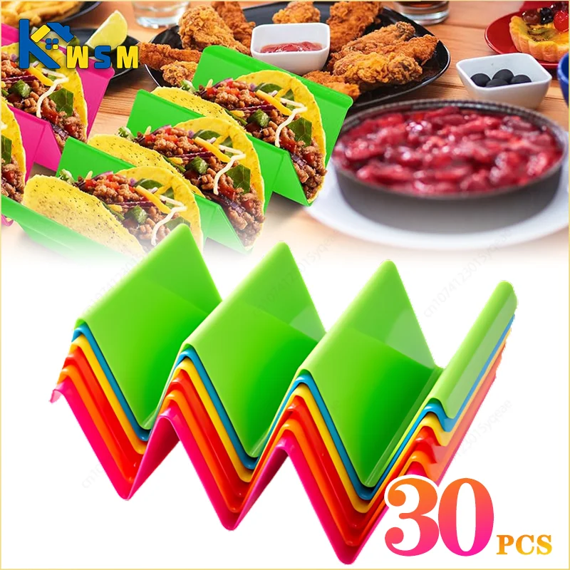 1-30PCS Taco Holder Mexican Pancake Rack Multicoloured Wavy Taco Holder Tortilla Tray Food Tray Rack Kitchen Baking Tools