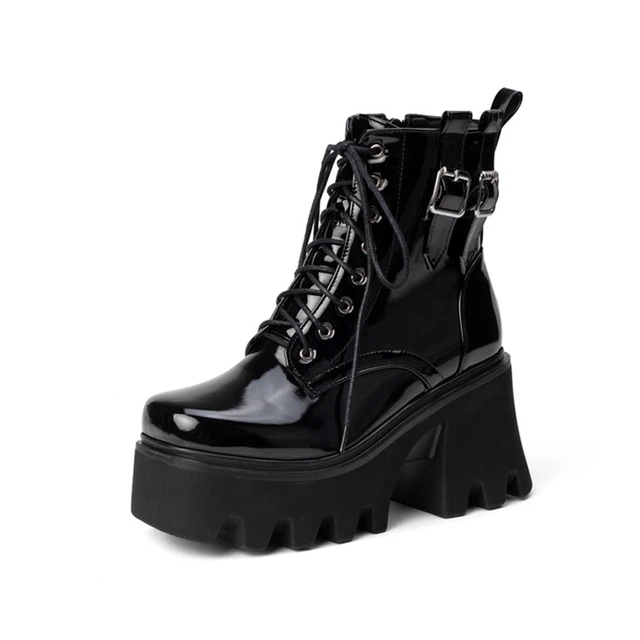 Botas De Mujer 2023 Luxury Ankle Boots Women Designer Wedges Thick High  Heels Waterproof Platform Shoes Black Short Boot 19-8 - AliExpress