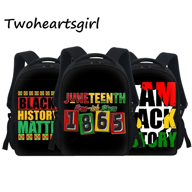 

Twoheartsgirl Black History Month Juneteenth 1865 Children School Bag Preschool Kids Rucksack Kindergarten Mini Schoolbag Zipper