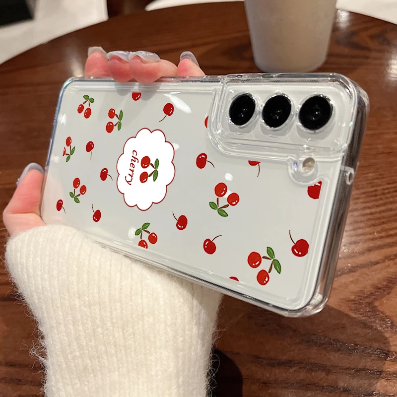 Cherry Pattern Clear Phone Case Cover