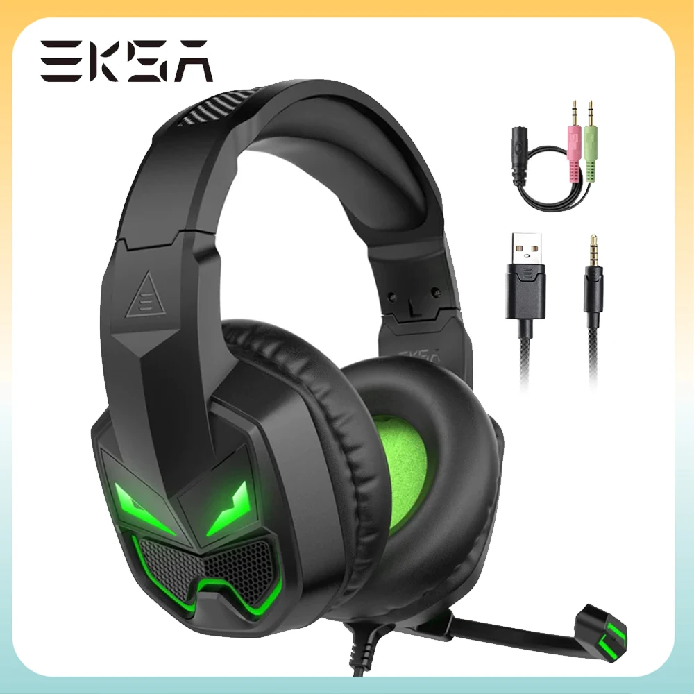 EKSA-auriculares con cable para videojuegos, audífonos con micrófono y  cancelación de ruido, para PC/Xbox/PS4/PS5, sobre la oreja, 3,5mm -  AliExpress