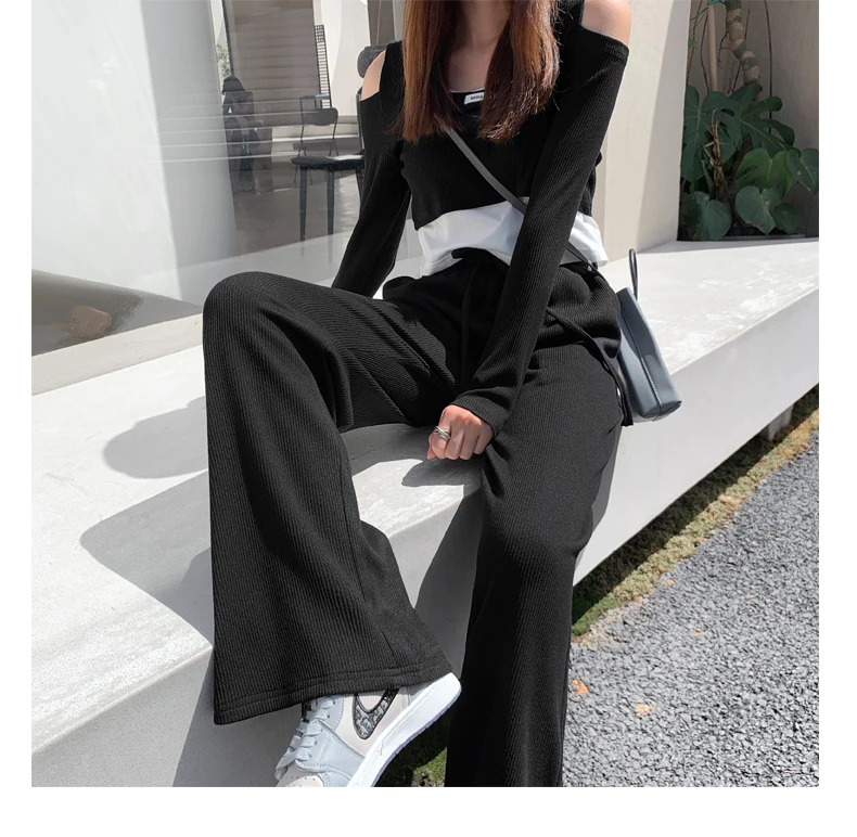 Alien Kitty 5 Colors XS-XL Women Split Solid Trousers Slim Spring Chic High Waist 2022 New OL Loose Casual Full Length Pants black pants