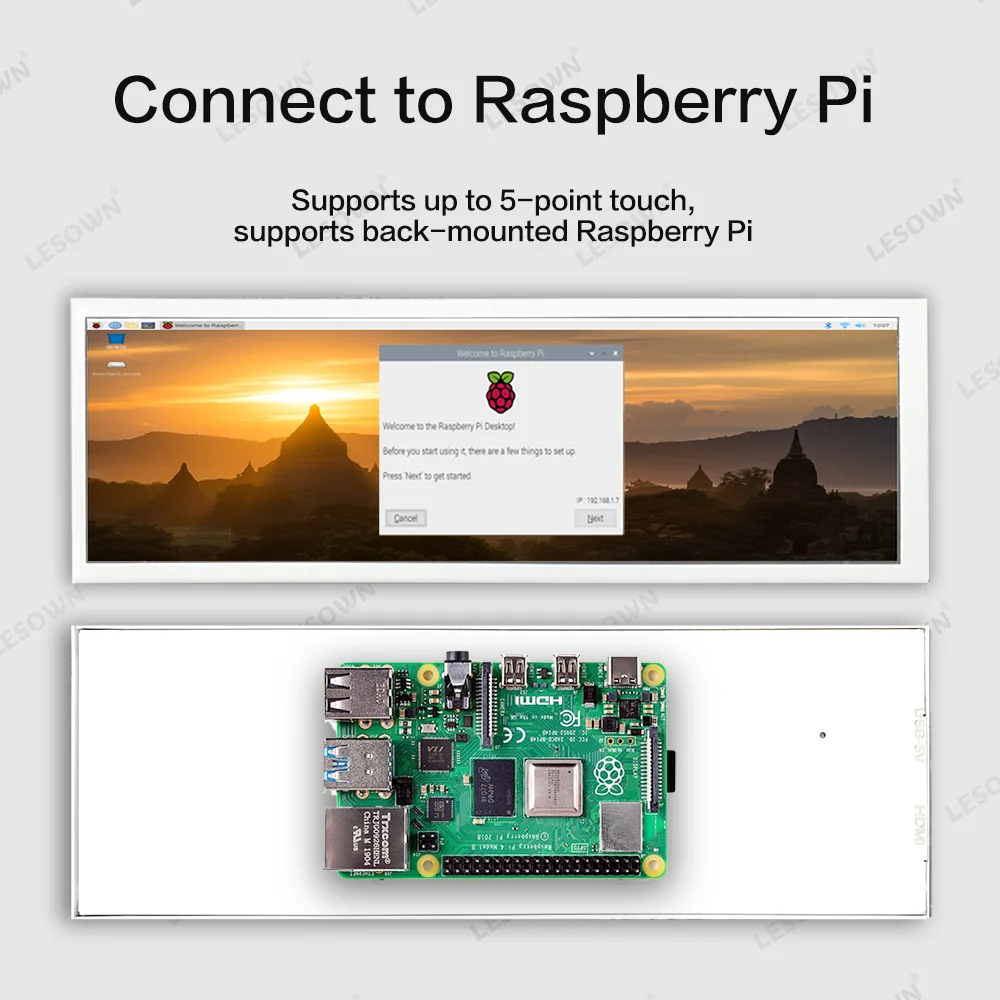 LESOWN 바 디스플레이 7.9 인치 흰색 LCD 와이드 미니 하위 화면 HDMI IPS 터치 400x1280 Aida64 모니터 PC 케이스 Raspberry Pi