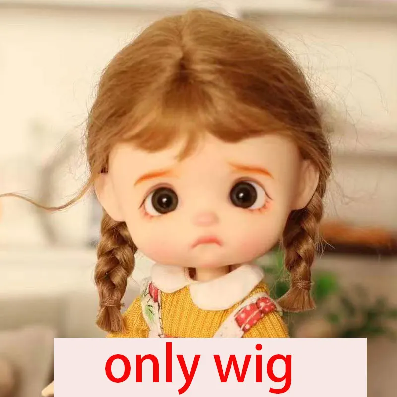 Doll Wig Bangs Ponytail Curly Soft Mohair Wig Suitable for Ob11, 1/12bjd, 1/8BJD Doll Wig Doll Accessories 5