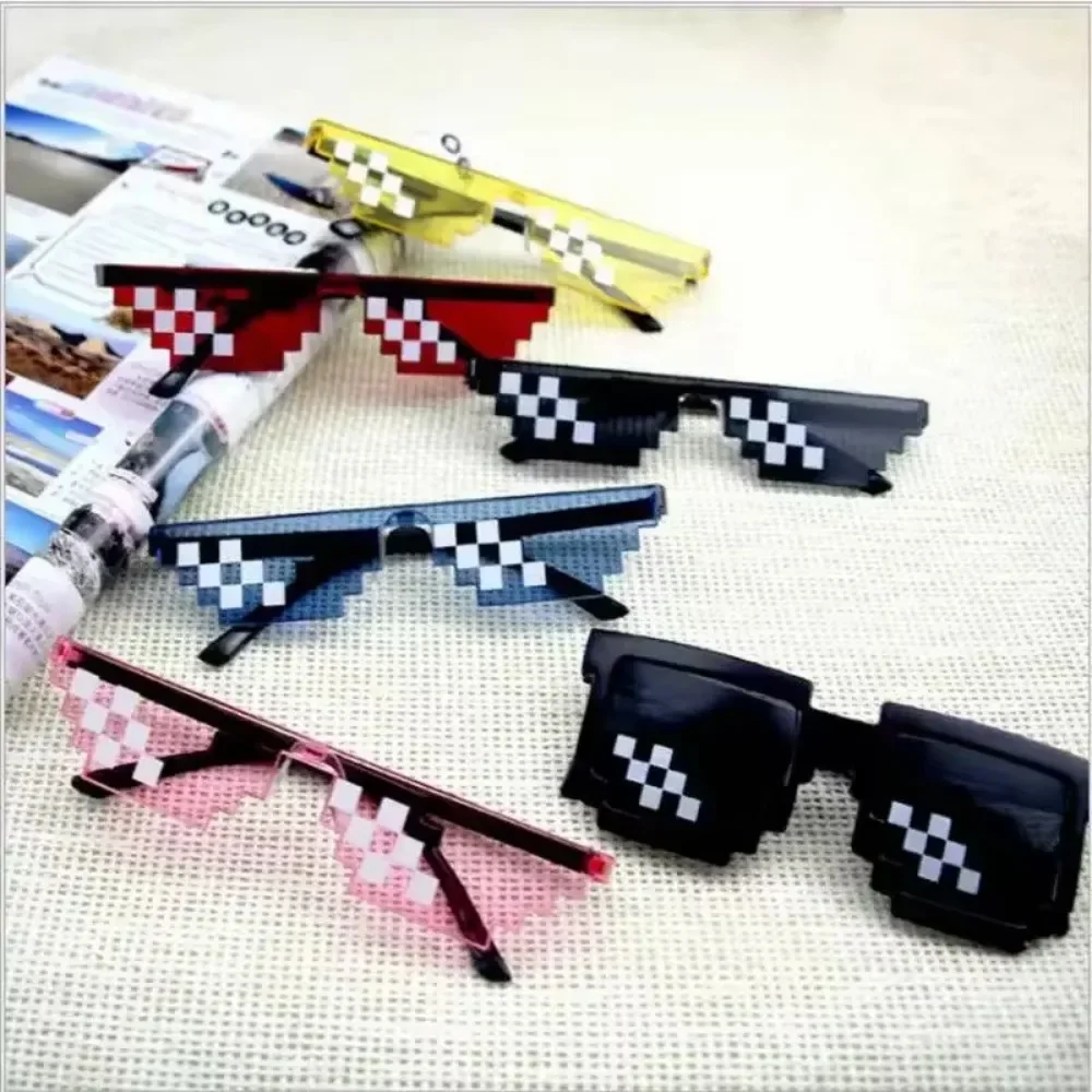 NEW Design Funny Mosaic Sunglasses Thug Life Sun Glasses Pixel Black Retro Gamer Robot Sunglasses Birthday Party Cosplay선글라스
