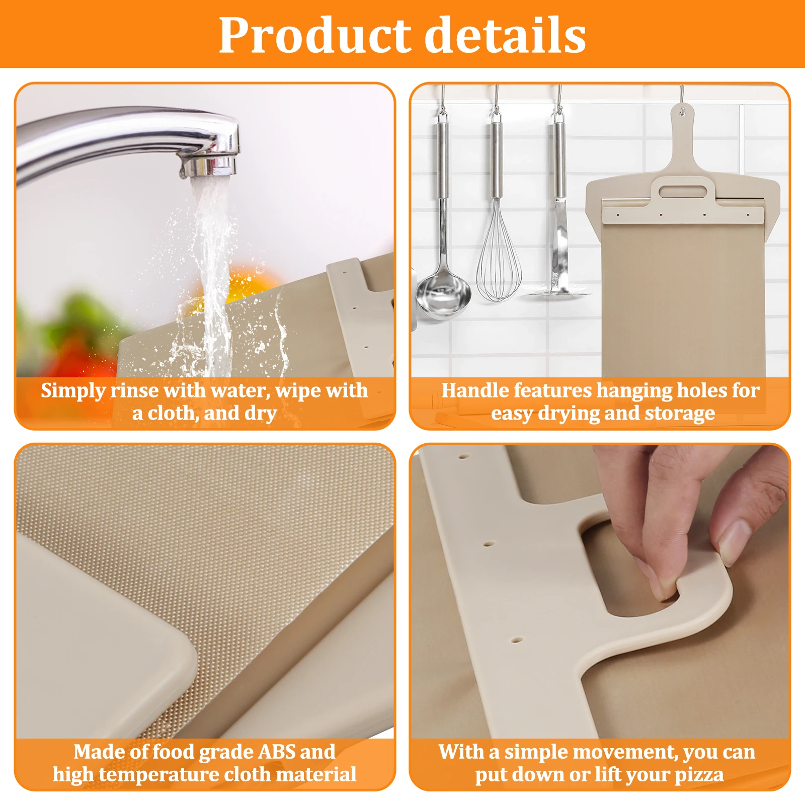 Sliding Pizza Peel Shovel Storage Board Non-Stick Pizza Spatula Food-Grade PP Baking Kitchen Tool Rectangular Shovel pizza peel